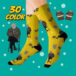Bernie Sanders Socks - Bernie Inauguration Meme Sock, Funny Socks Gifts, Fun Gift, Bernie Sanders mittens chair Socks, Geek Socks