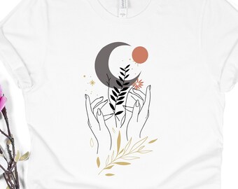 Wildblumen Mond Grafik T-Shirt, Botanischer Garten Shirt