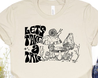 Psychedelisches Pilz T-Shirt, Florales 70er Jahre Vintage T-Shirt