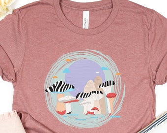 Psychedelisches Pilz-Grafik-T-Shirt, Hippie-Blumen-Hemd