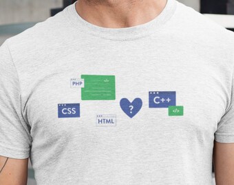 Coder Languages Graphic Tee, FrontEnd Webmaster, Unisex Cotton