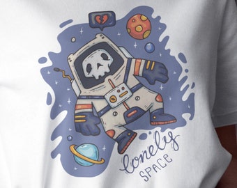T-shirt astronaute de l'espace solitaire, cadeau pour amateur d'astronomie