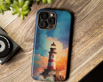 Vintage Leuchtturm iPhone Hülle - Antike Plakatkunst, Ozean Design