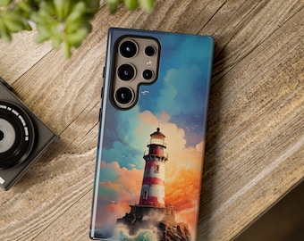 Vintage Leuchtturm-Handyhülle - Antike Posterkunst, schützende doppellagige Schicht