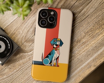 Abstrakte Geometrische Hund Handyhülle - Schutzhülle für iPhone, Samsung & Google Pixel