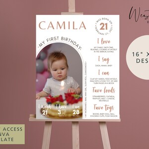 Boho First Birthday Milestone Board | Birthday Board | Milestone Board | Birthday Poster | Template | Instant Download | Boho First Birthday