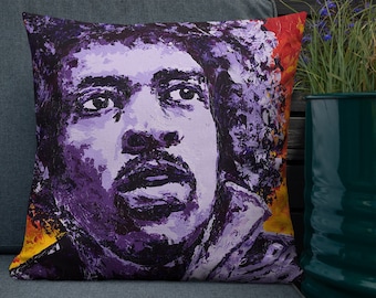 Jimi Hendrix pillow, purple haze pillow, Rock star pillow, Art pillow, Makes a great gift, Bedroom Decor, Living Room, Pillow