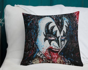 KISS pillow, god of thunder pillow, Rock star pillow, Art pillow, Makes a great gift, Bedroom Decor, Living Room, Pillow