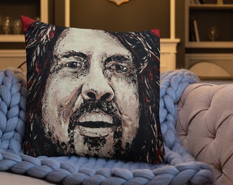 Dave Grohl pillow, Foo Fighter pillow, Rock star pillow, Art pillow, Makes a great gift, Bedroom Decor, Living Room, Pillow