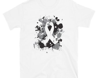 Melanoma Cancer Ribbon Splat – Short-Sleeve Unisex T-Shirt G