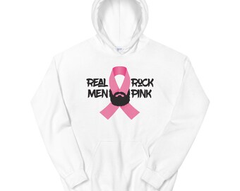 Real Men Rock Pink, breast cancer awareness – Unisex Hoodie
