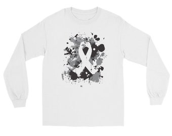 Melanoma Cancer Ribbon Splat – Men’s Long Sleeve Shirt