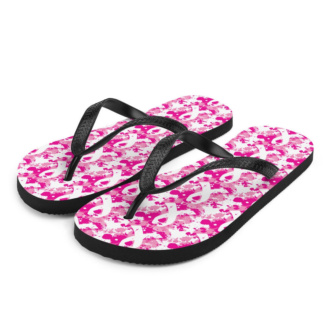 Breast Cancer Awareness Pink Ribbon Splat Flip-flops - Etsy