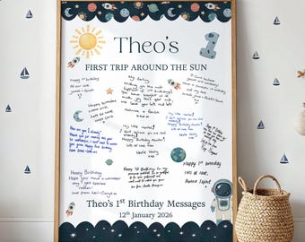 Impresión de recuerdo con mensaje de collage de tarjeta de primer cumpleaños personalizada