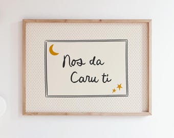 Nos da Caru ti Welsh Nursery Print, Good Night Love You