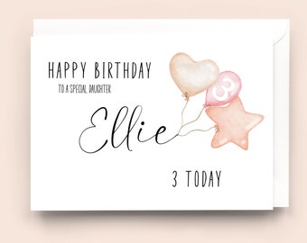 Personalised Birthday Card, Any Age, 1st, 2nd, 3rd, Granddaughter, Daughter, Niece, Sister, Special Girl, Little Princess, Keepsake Card.