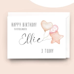 Carte d'anniversaire personnalisée, tout âge, 1er, 2e, 3e, petite-fille, fille, nièce, sœur, fille spéciale, petite princesse, carte souvenir.