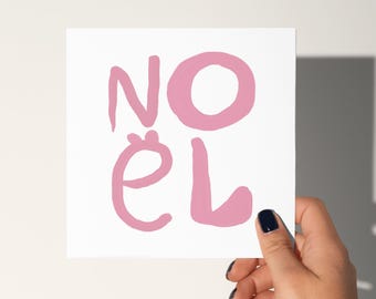 Pink Noel Christmas Card: Elegant Xmas Greeting Card