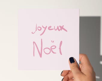 Pink Joyeux Noel Christmas Card: Elegant Xmas Greeting Card
