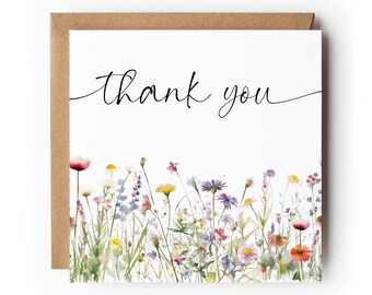 Wildflower Thank You Cards Pack With Envelopes - Etsy