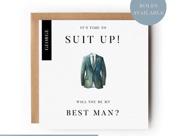 Will you be my Best Man, Personalised Wedding Proposal Cards, Card For Page Boy, Best Man Proposal Card, Wedding Proposal Card, Suit Up Card