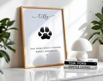 Impresión conmemorativa personalizada para perro, arte con huella de pata, regalo de condolencia por la pérdida de una mascota