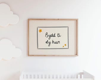 Impresión de vivero galés, Bydd Ti Dy Hun, Sé tú mismo, Arte moderno de la pared