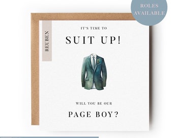 Will you be my Page Boy, Personalised Wedding Proposal Cards, Card For Page Boy, Best Man Proposal Card, Wedding Proposal Card, Suit Up Card