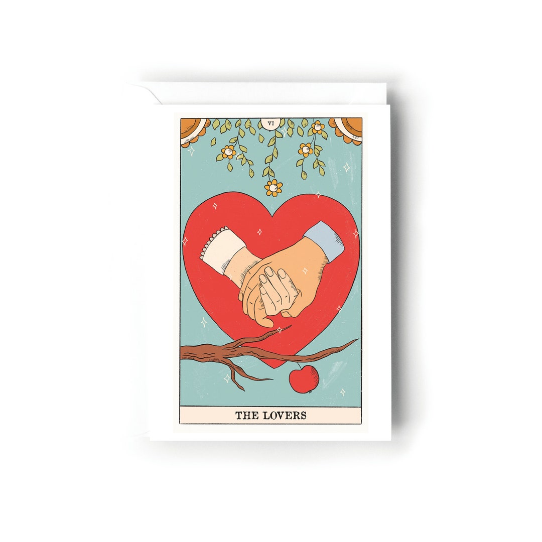 The Lovers, Tarot Style Valentines Day Card, Card for Wife, for Husband