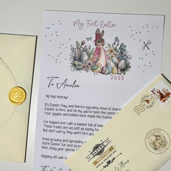 Personalised Easter Bunny Letter: Keepsake Gift for Baby's First Easter