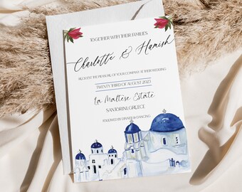 Santorini Wedding Invitation SAMPLE, Destination Wedding Invites, Greece Style Invites, Wedding Stationery, Wedding Invitations