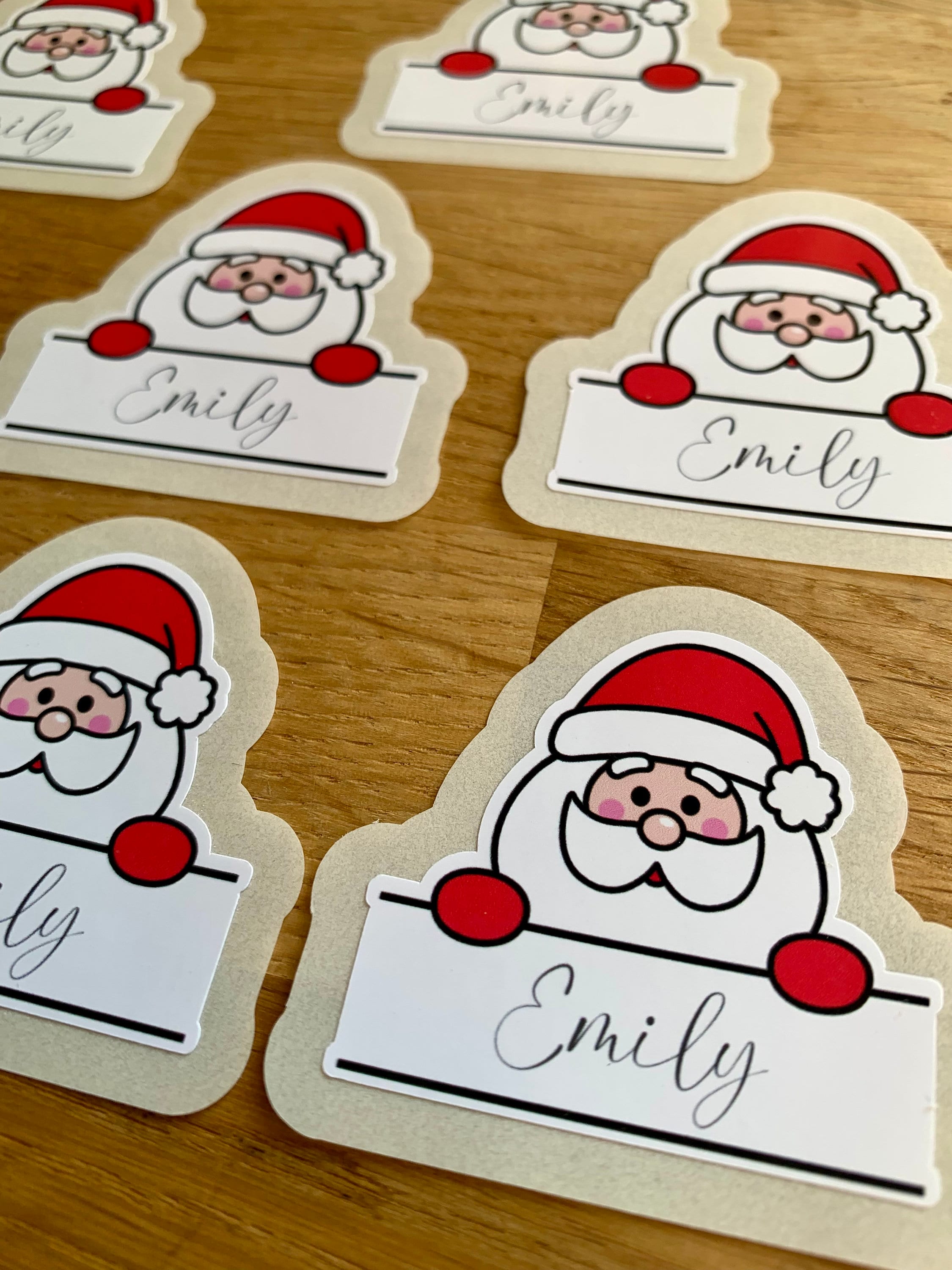 Personalised Santa Christmas Stickers with Any Name, Christmas Gift Wrapping, Stickers, Adhesive Gift Tags, Set Includes A Santa Claus And A Letter