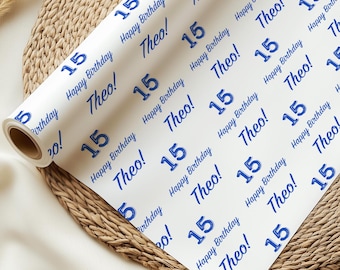 Personalised Birthday Wrapping Paper, Name & Age Gift Wrap, Wrapping Paper Roll or Sheets, Birthday Paper, Printed Wrap, Party Gift Wrap
