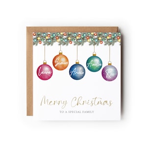 Carte de Noël personnalisée, carte spéciale famille, carte de Noël, carte de boules, cartes de Noël, carte de Noël de famille. Carte de Noël en famille.