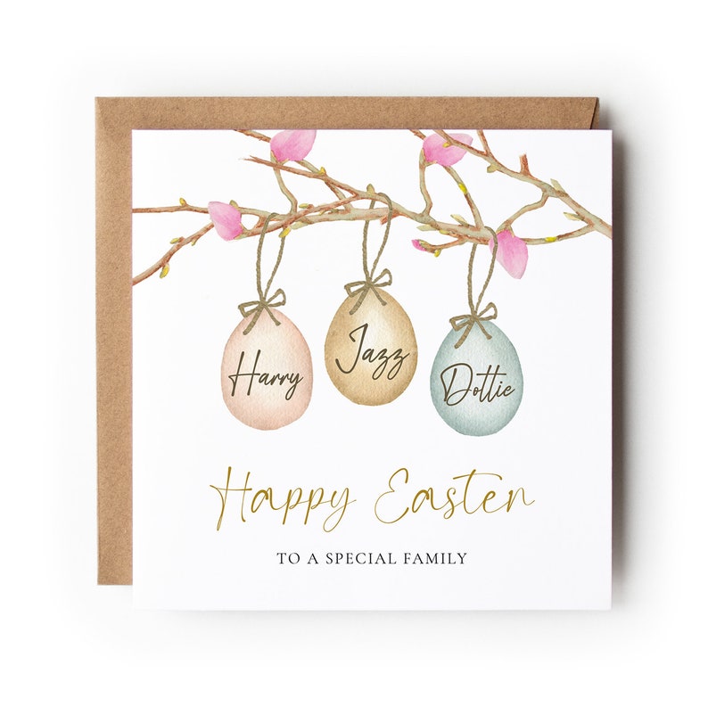 Personalised Easter Family Card, Special Family Card, Card with Names, Easter Egg Card, Personalised Easter, Card for Family at Easter. image 3