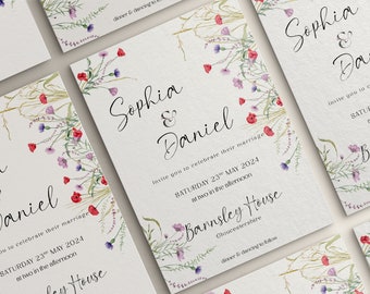 Poppy Wedding Invitation: Floral Wildflower Design