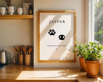 Impresión conmemorativa personalizada de perro, recuerdo de huella de pata (descarga digital)