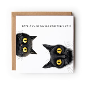 Carte d'anniversaire chat, chat noir, carte drôle de chat, carte de voeux, carte d'anniversaire, carte pour amoureux des chats, carte pour elle, carte pour lui, chat.