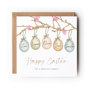 Personalised Easter Family Card, Special Family Card, Card with Names, Easter Egg Card, Personalised Easter, Card for Family at Easter. image 1