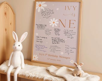 Impresión de recuerdo con mensaje de collage de tarjeta de primer cumpleaños personalizada