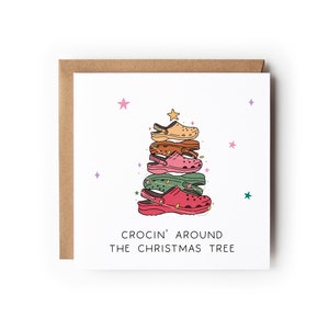 Carte de Noël croco, Crocin' Around the Christmas Tree, carte de Noël rigolote