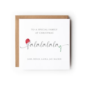 Carte de Noël personnalisée spéciale famille avec noms, cartes de Noël, carte personnalisée, cartes de Noël.