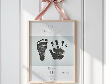 Personalised Foiled Baby Handprint Footprint Art, Nursery Wall Decor