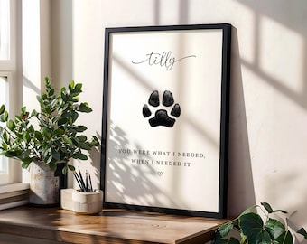 Impresión conmemorativa personalizada para perro, recuerdo de huella de pata de mascota (descarga digital)