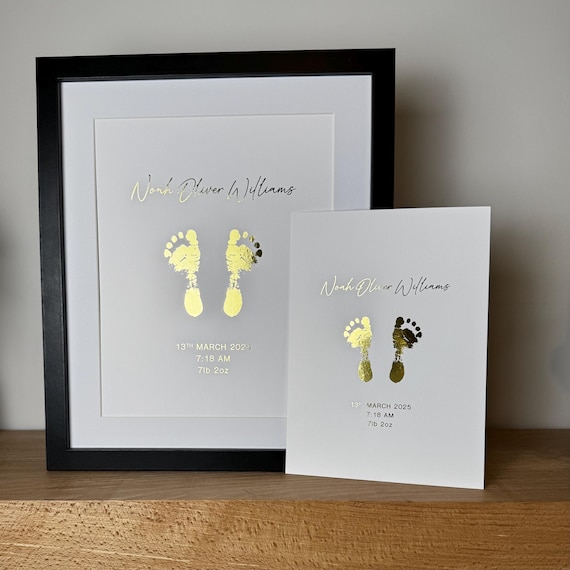 Gold Foil Baby Handprint Art: Personalised Nursery Keepsake Gift