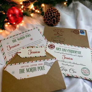 Lettre personnalisée du père Noël, lettre du Père Noël, certificat de belle liste, remplisseur de bas, lettre pôle Nord.