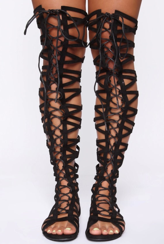 Over the Knee Gladiator Sandals - Etsy