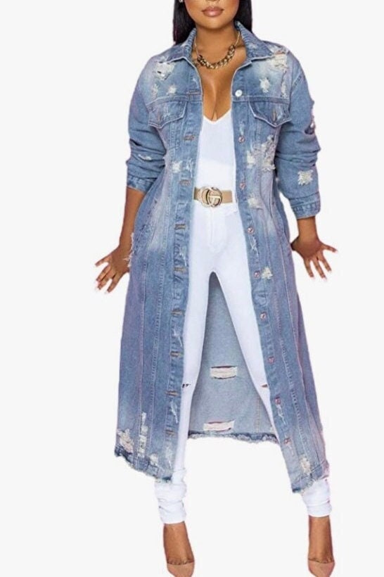 Long Denim Jacket - Etsy