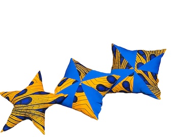 Ankara Fabric Decorative Pillow: Square and Star Pillow, 16x16