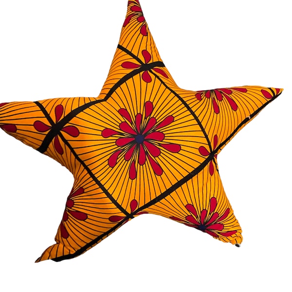 African Print Star-Shaped Full Pillow | African Toss Pillow | African Accent Pillow | Star  Pillow | African Home Decor | African Decor Gif